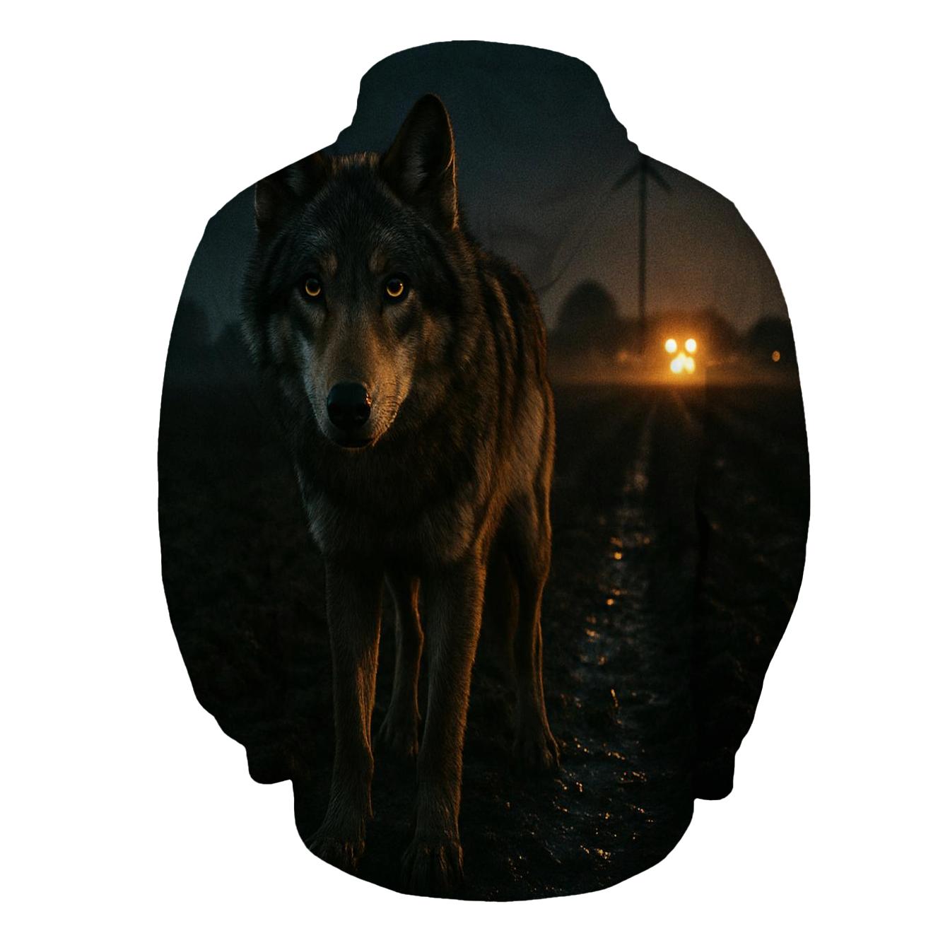 Farm Edge Wolf In Headlights Glow hoodie designs