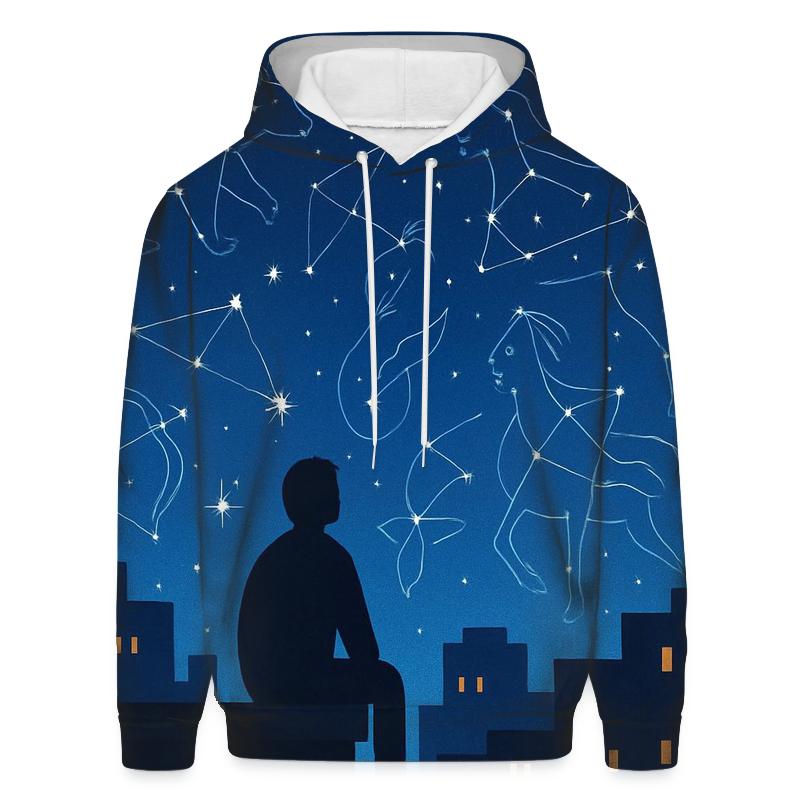 Stargazer Rooftop Silhouette embroidered hoodies