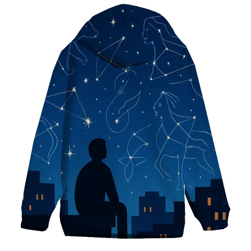 Stargazer Rooftop Silhouette embroidered hoodies