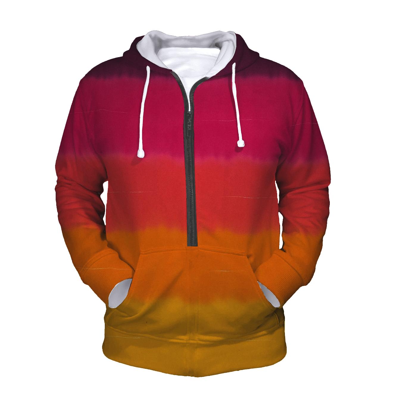 Sunset Horizon Stripe Dip Dye printed hoodies