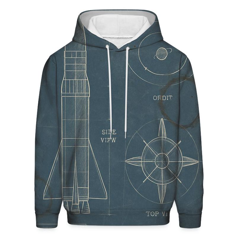 Vintage Space Program Blueprint Sheet heavyweight hoodies