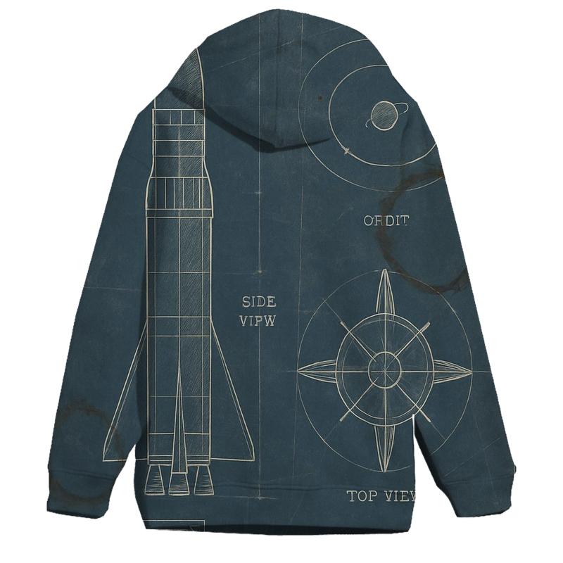 Vintage Space Program Blueprint Sheet heavyweight hoodies