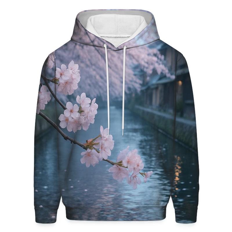 Cherry Blossoms Reflected In Canal Water zip-up hoodies