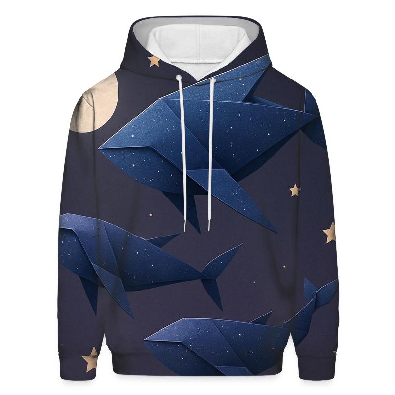 Cosmic Origami Whales zip-up hoodies