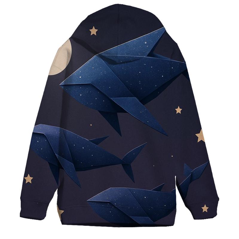 Cosmic Origami Whales zip-up hoodies