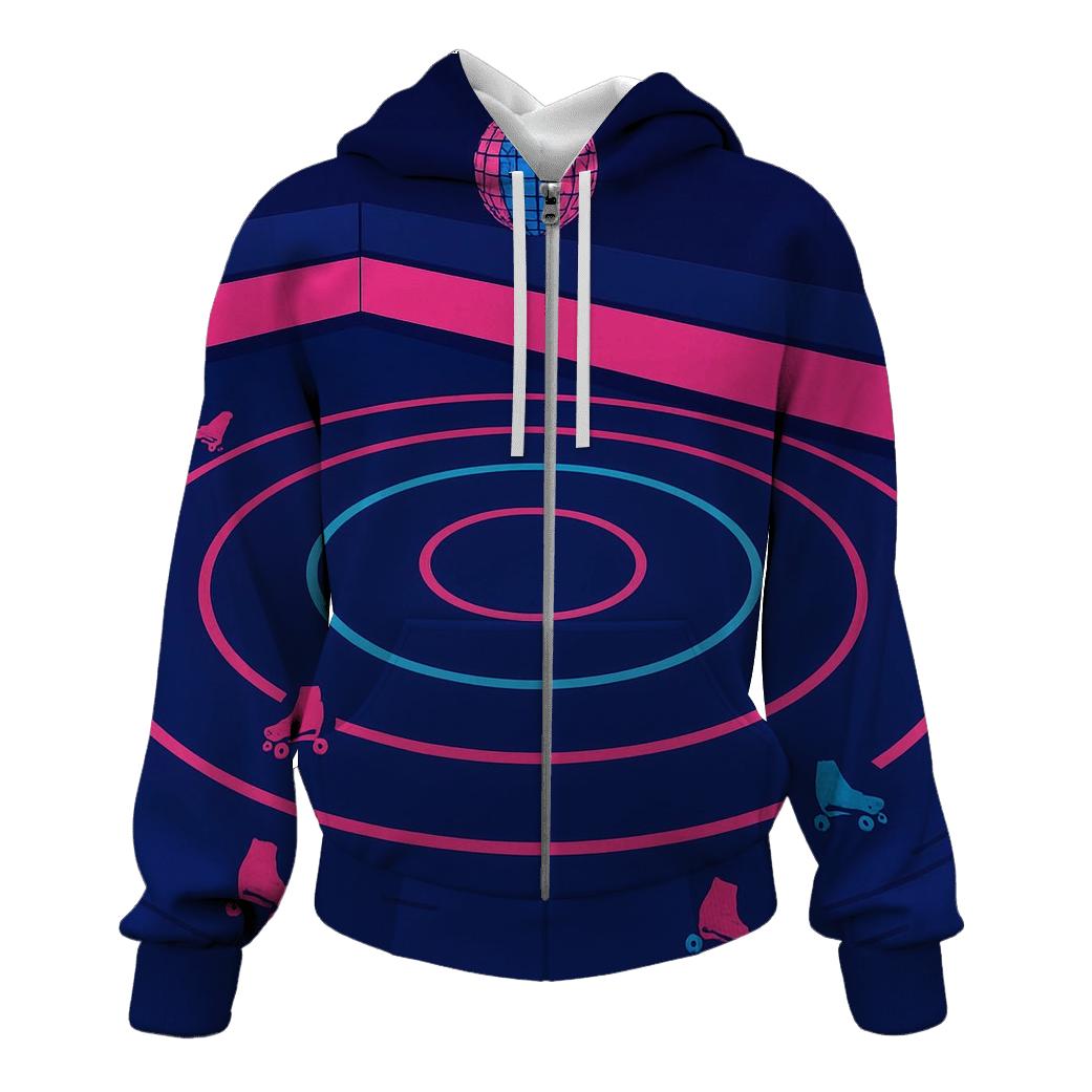 Neon Roller Rink Swirl zip-up hoodies