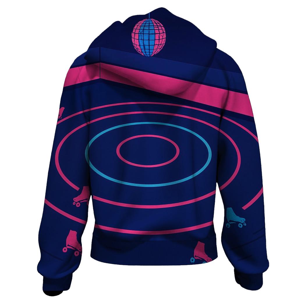 Neon Roller Rink Swirl zip-up hoodies