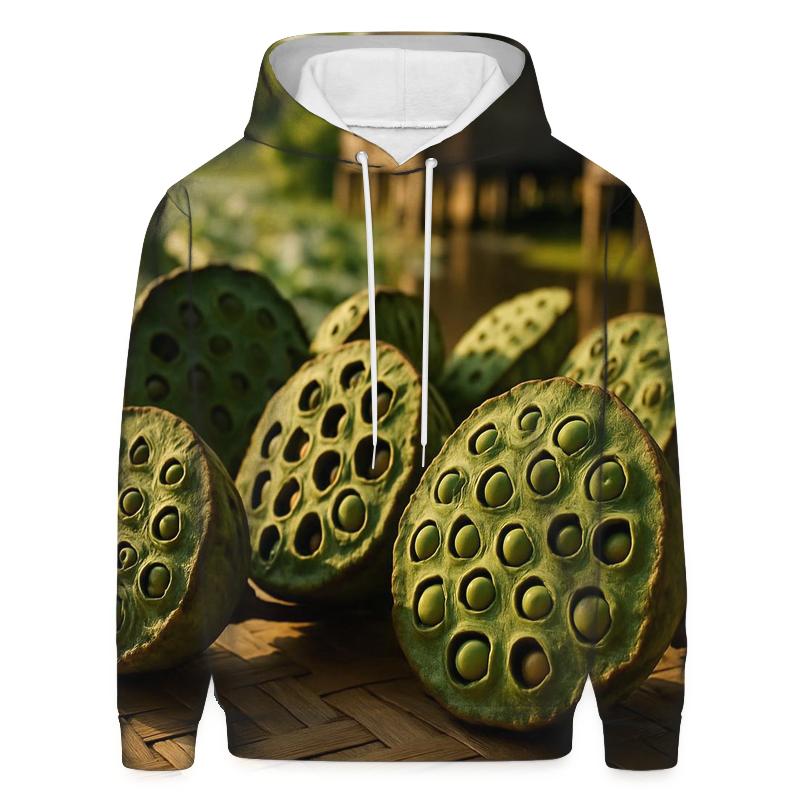 Lotus Seeds Drying On Bamboo Mat printed hoodies