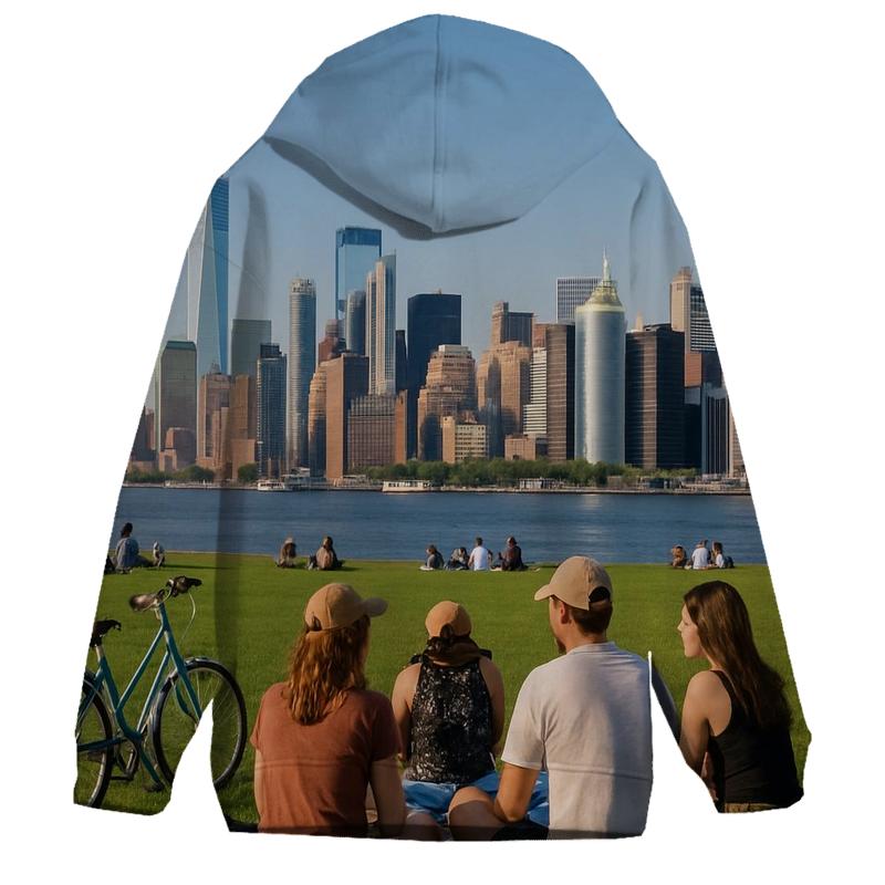 Governors Island Picnic With Financial District Skyline embroidered hoodies