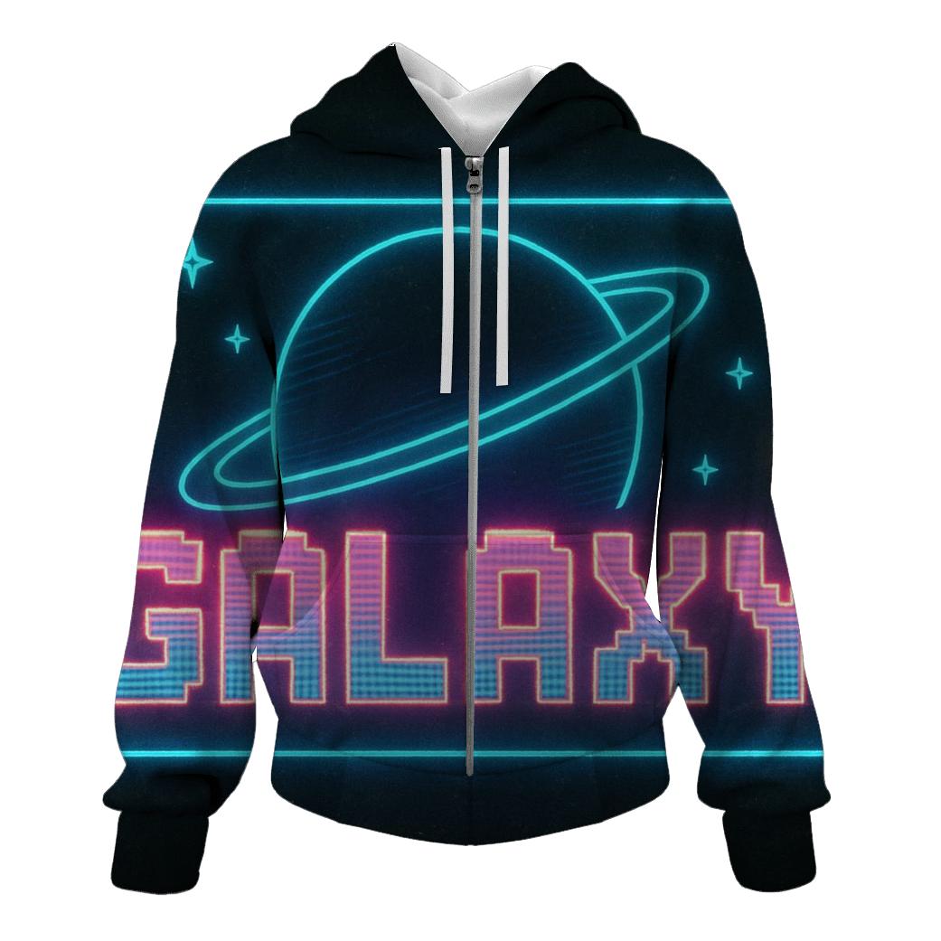 Neon Planet Arcade Marquee zip-up hoodies