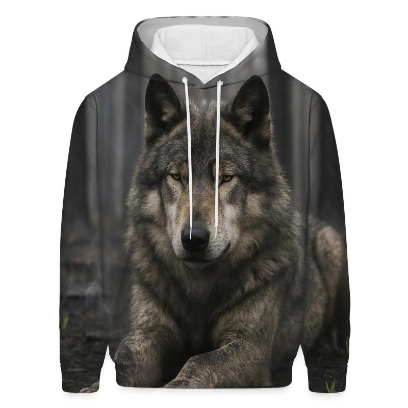 Resting Wolf On Charred Forest Floor designer hoodies