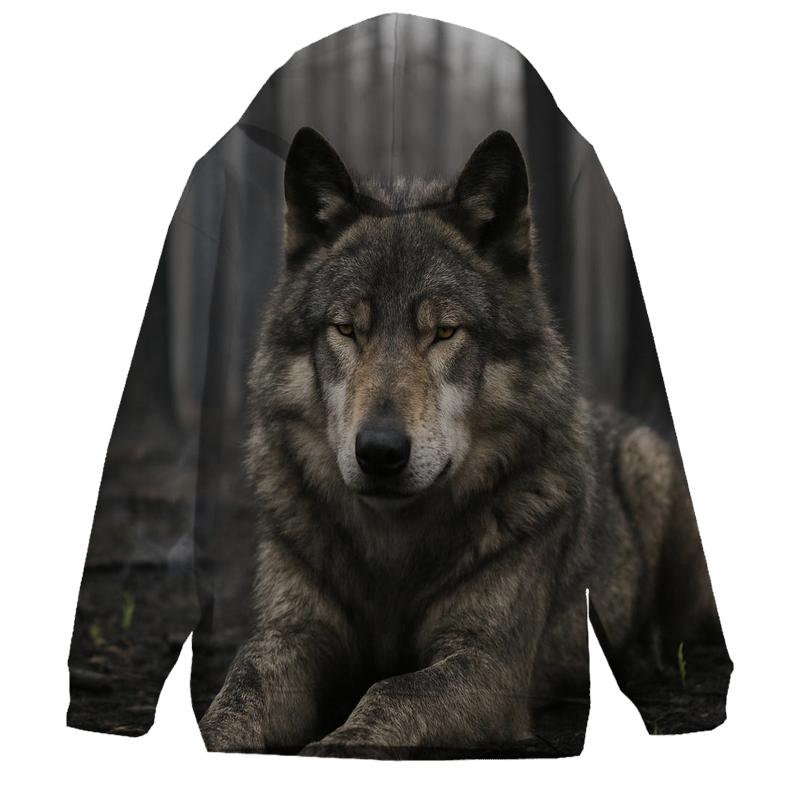 Resting Wolf On Charred Forest Floor designer hoodies