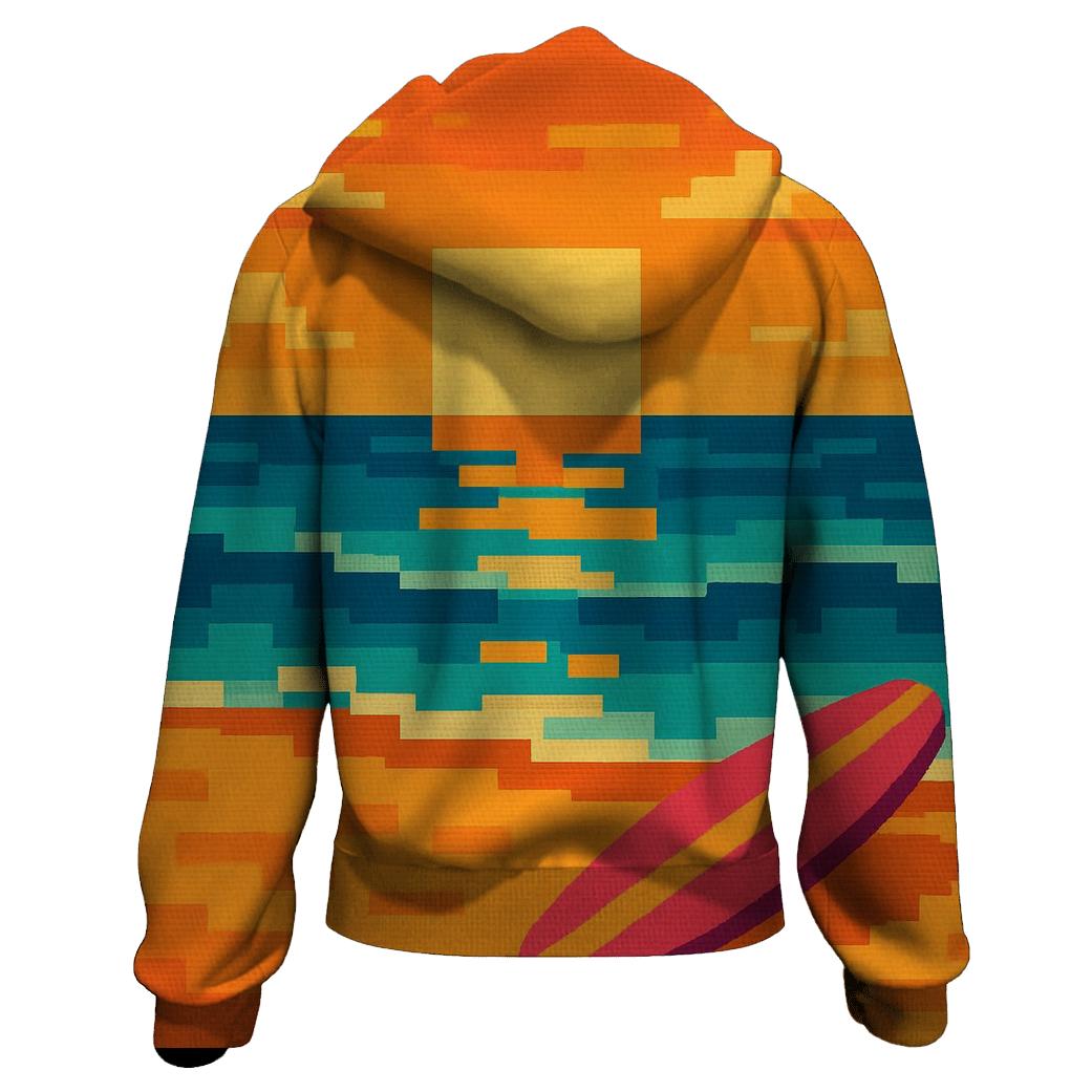 Pixel Surf Sunset designer hoodies