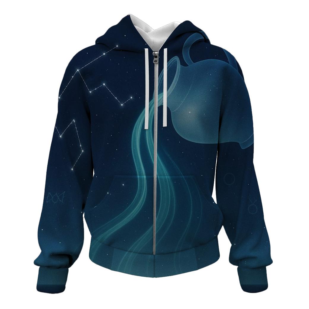 Luminous Aquarius Star Cascade designer hoodies