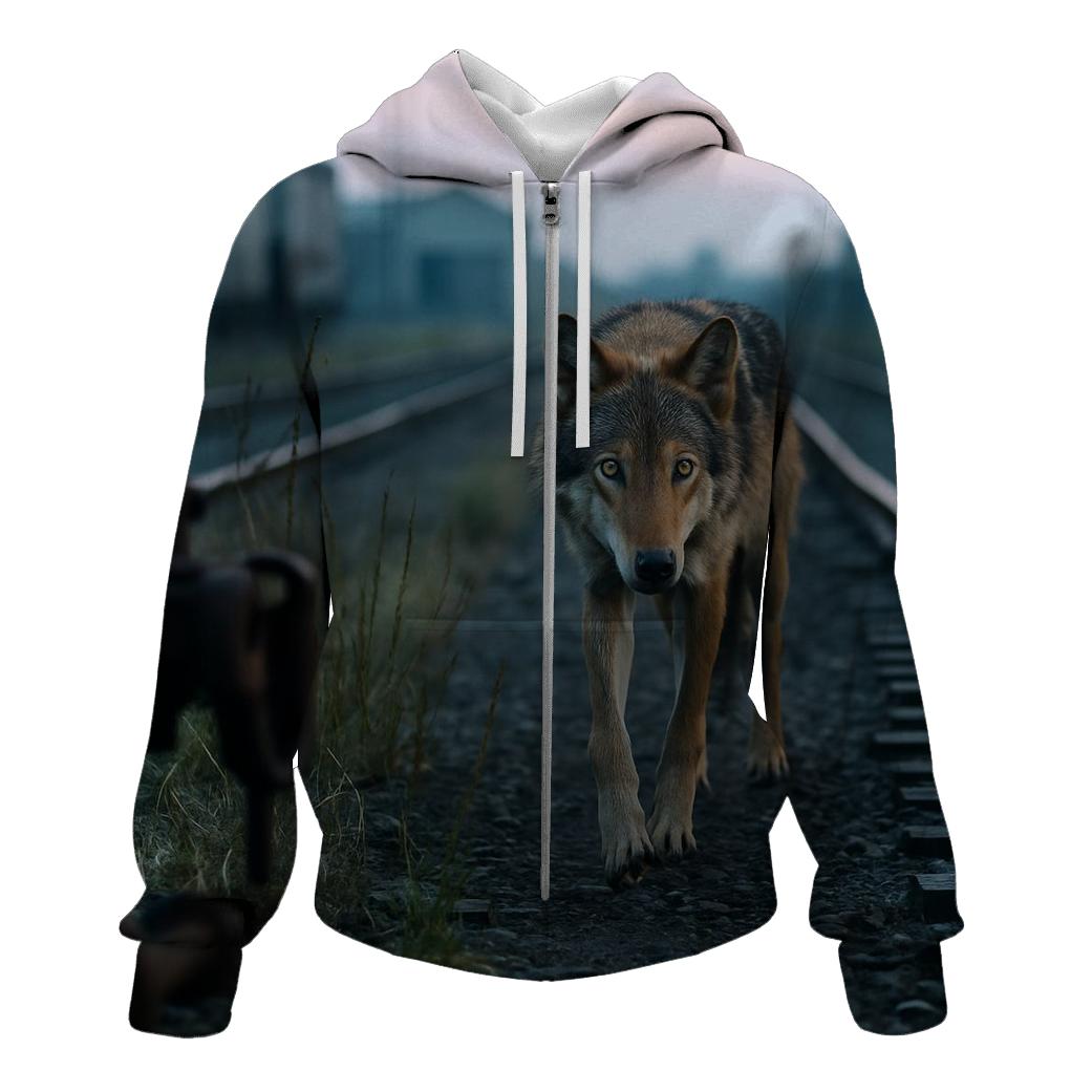 Urban Edge Wolf At The Rail Yard hoodie designs