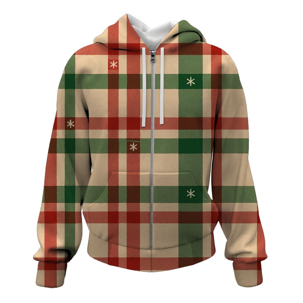 Crisscross Tartan Snow Glow printed hoodies