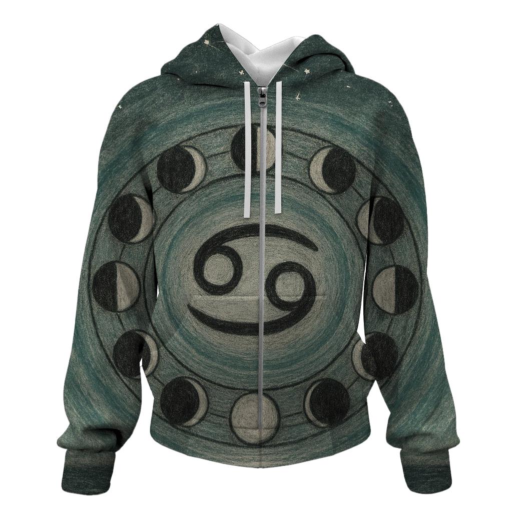Cancer Lunar Tides Sigil zip-up hoodies