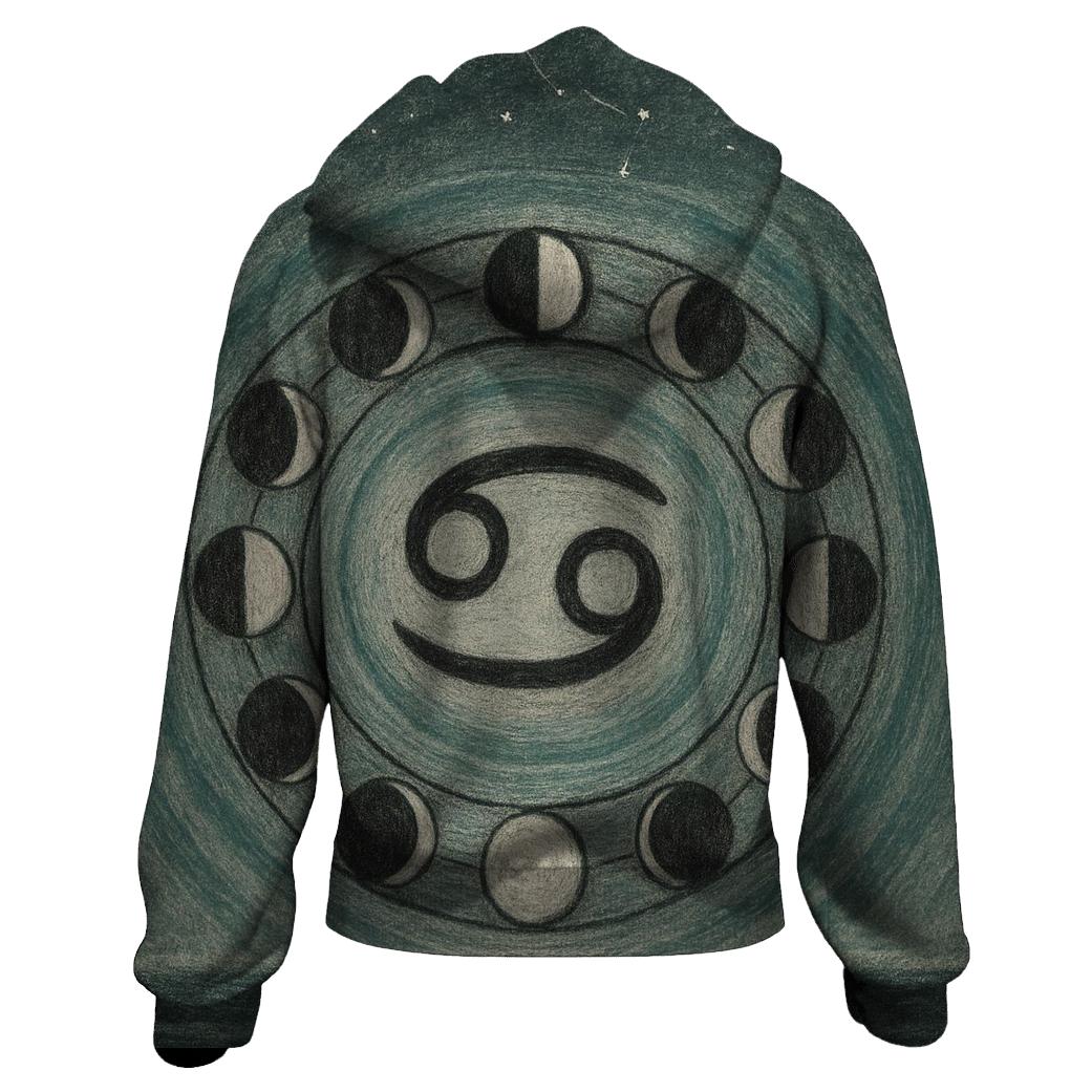 Cancer Lunar Tides Sigil zip-up hoodies