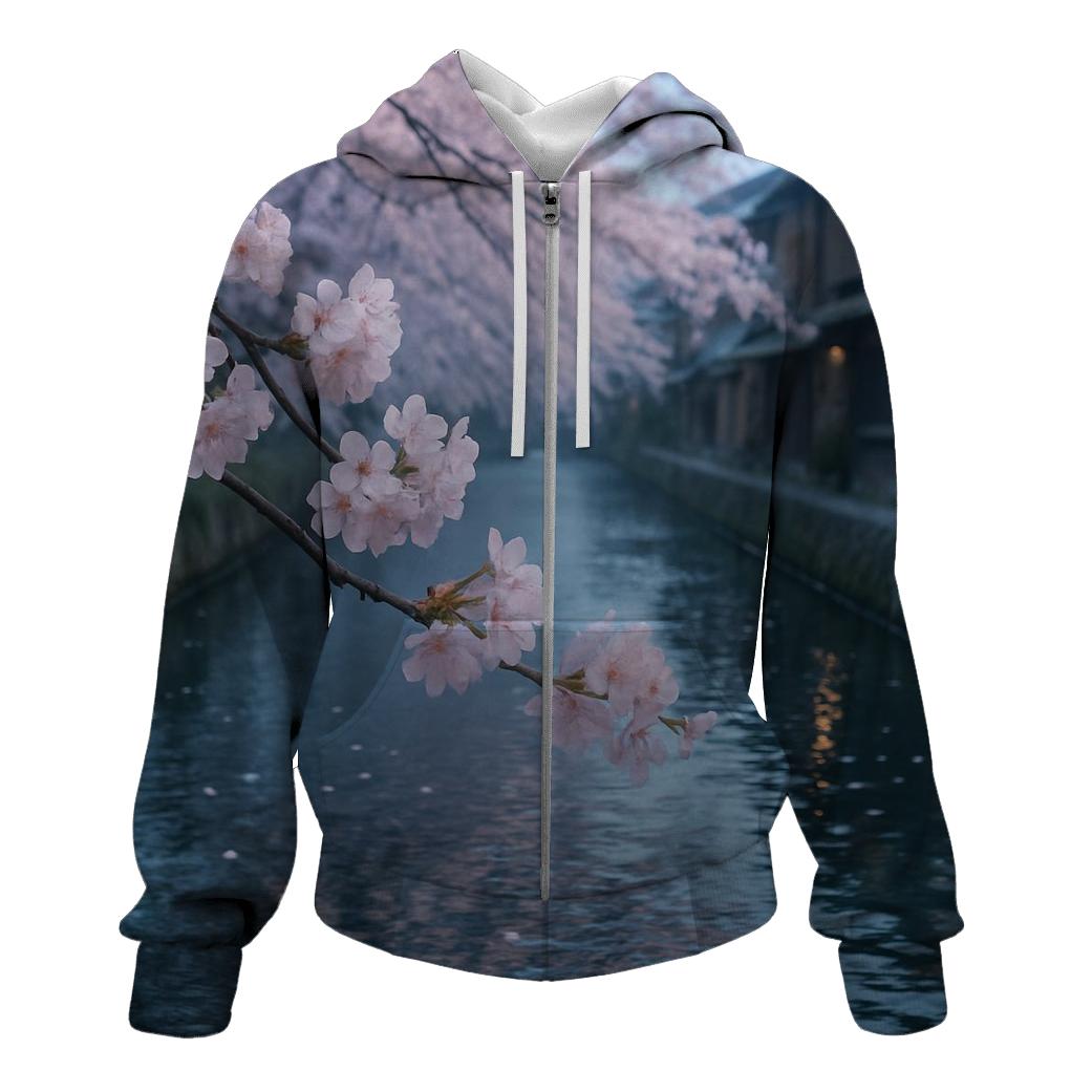 Cherry Blossoms Reflected In Canal Water hoodie trends