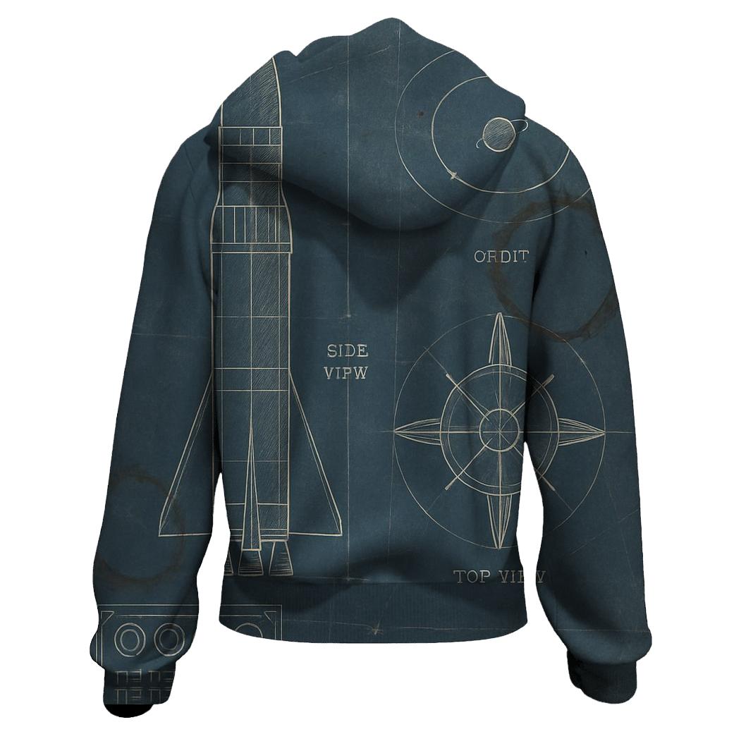 Vintage Space Program Blueprint Sheet heavyweight hoodies