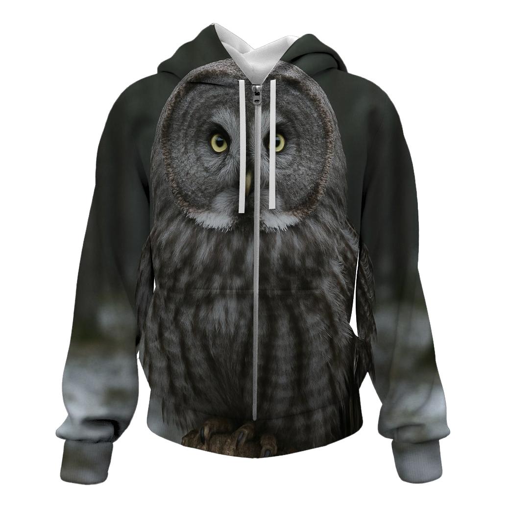 Great Gray Owl On Boreal Snag lightweight hoodies