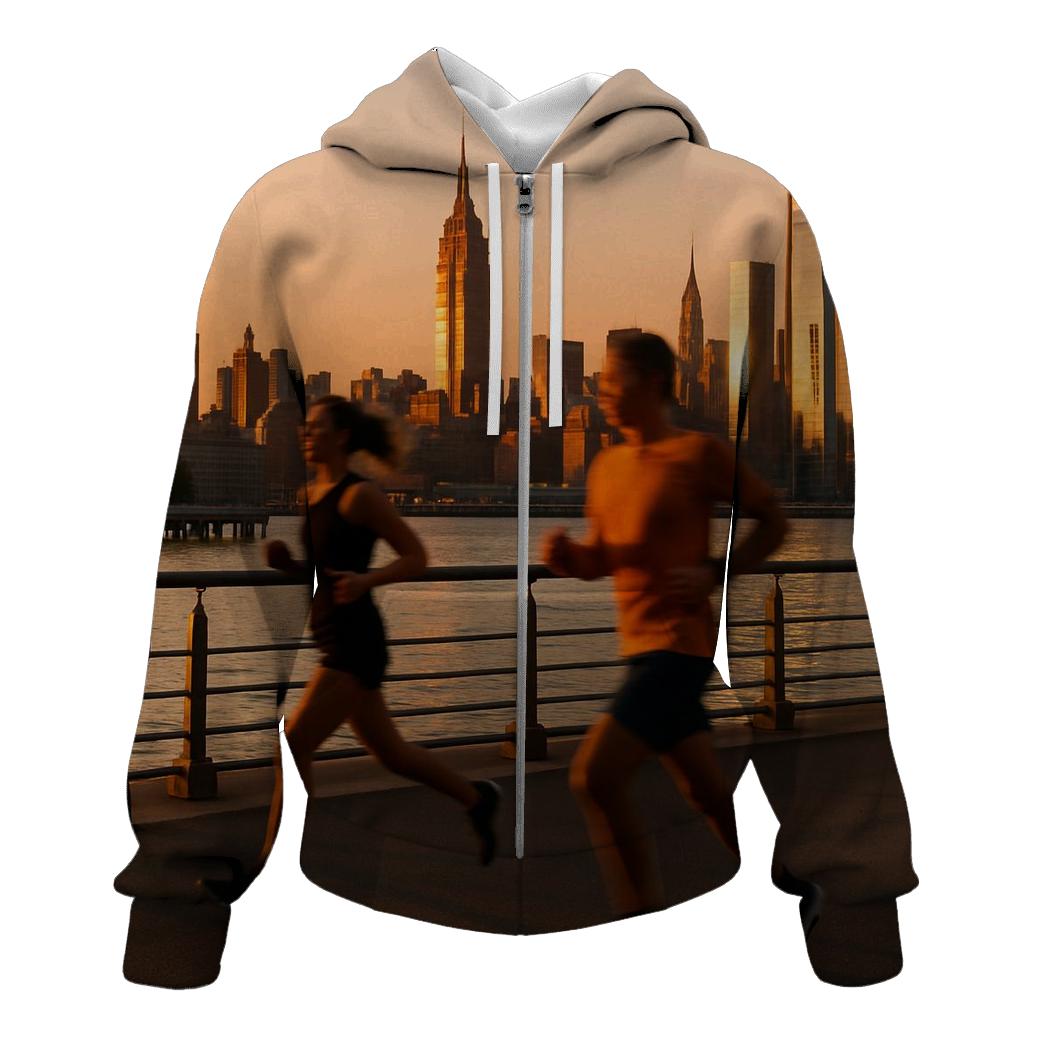 Hudson River Park Sunset Run With Skyline Backdrop hoodies fashion