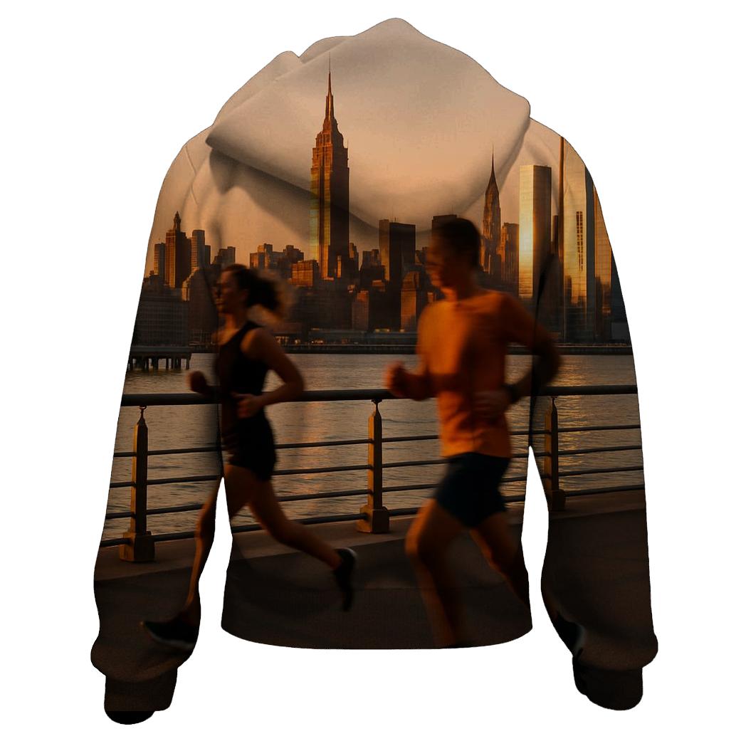 Hudson River Park Sunset Run With Skyline Backdrop hoodies fashion