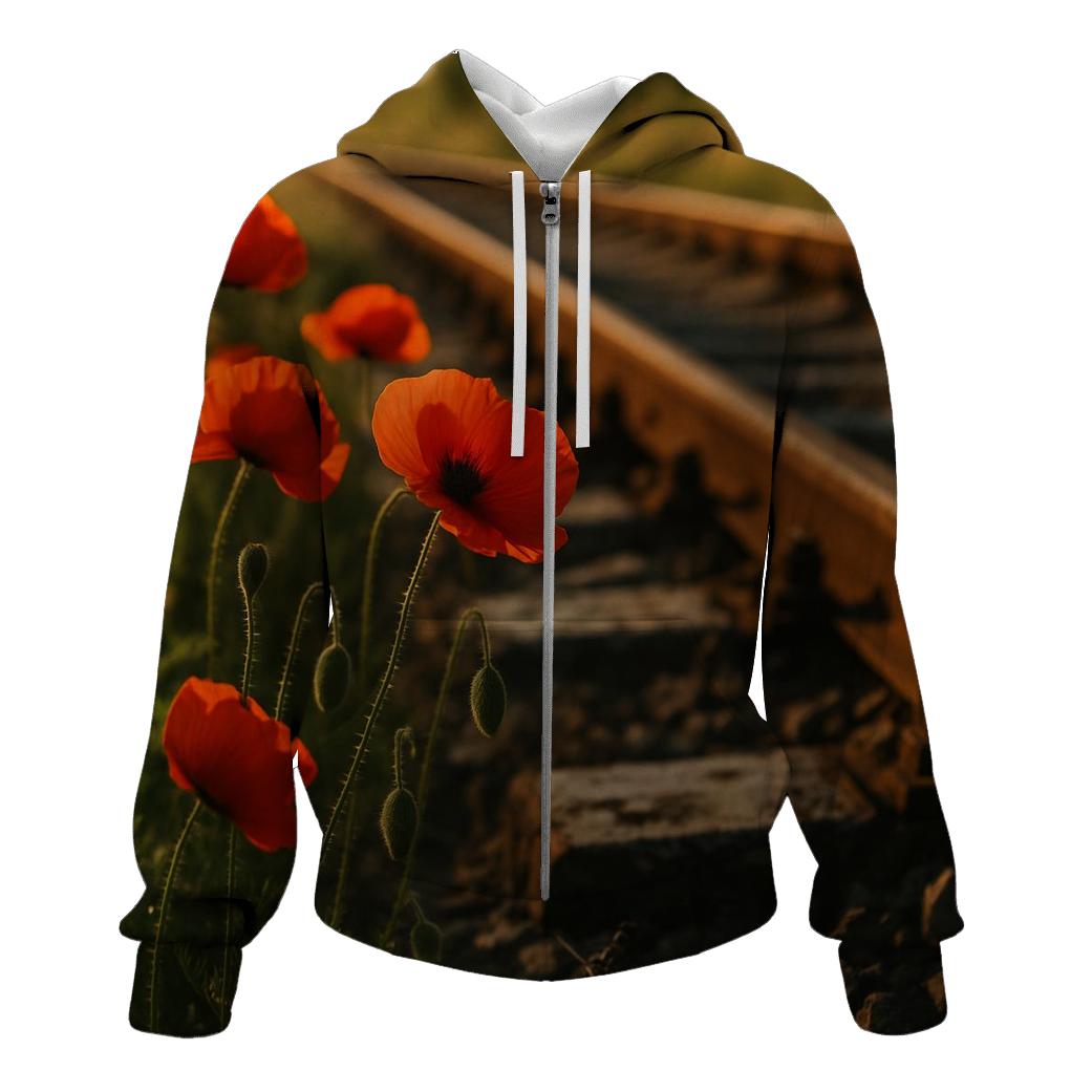 Wild Poppies Beside Abandoned Railway heavyweight hoodies