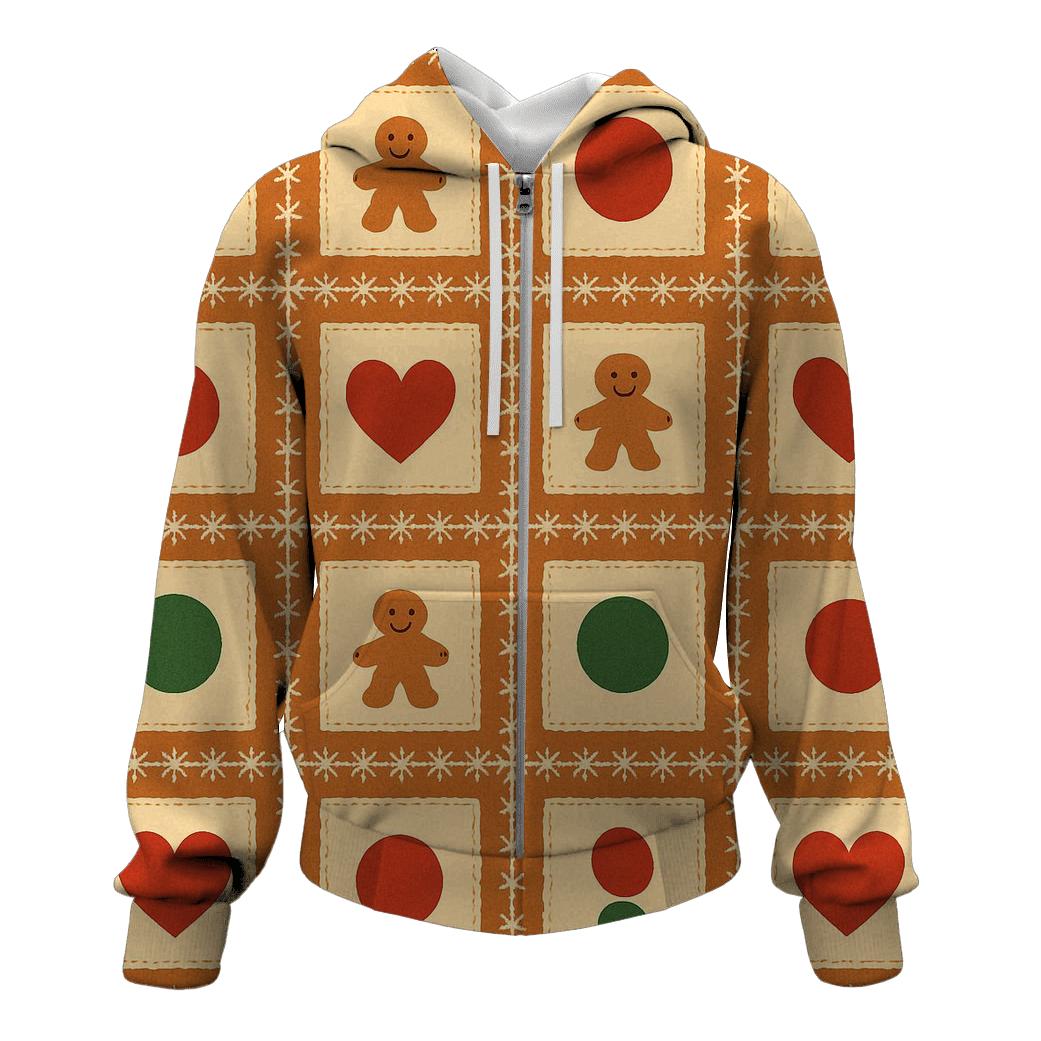 Gingerbread Window Patchwork Design custom hoodies