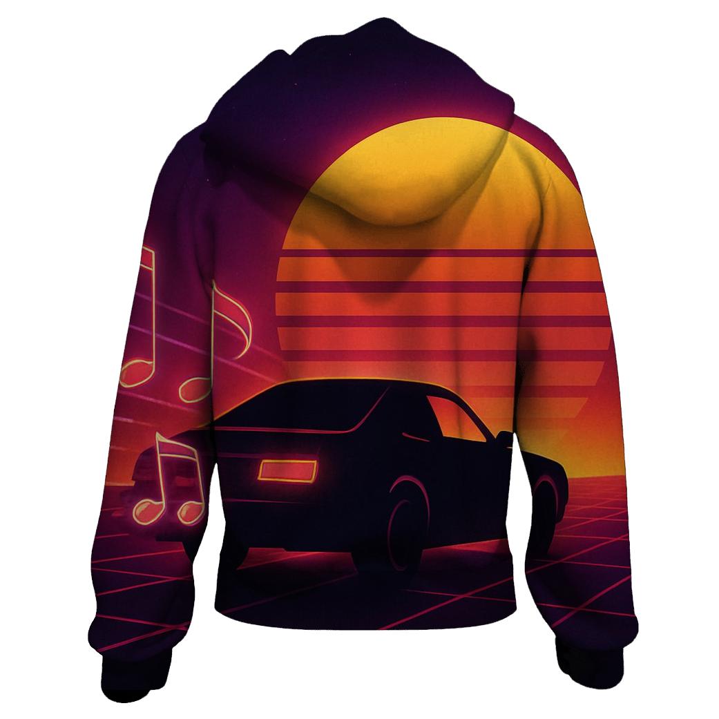 Night Drive Synthwave Notes lightweight hoodies