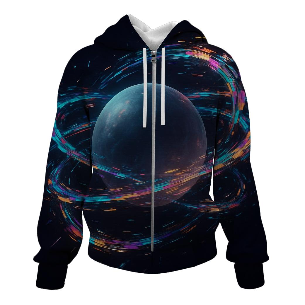 Holographic Planetary Rings premium hoodies
