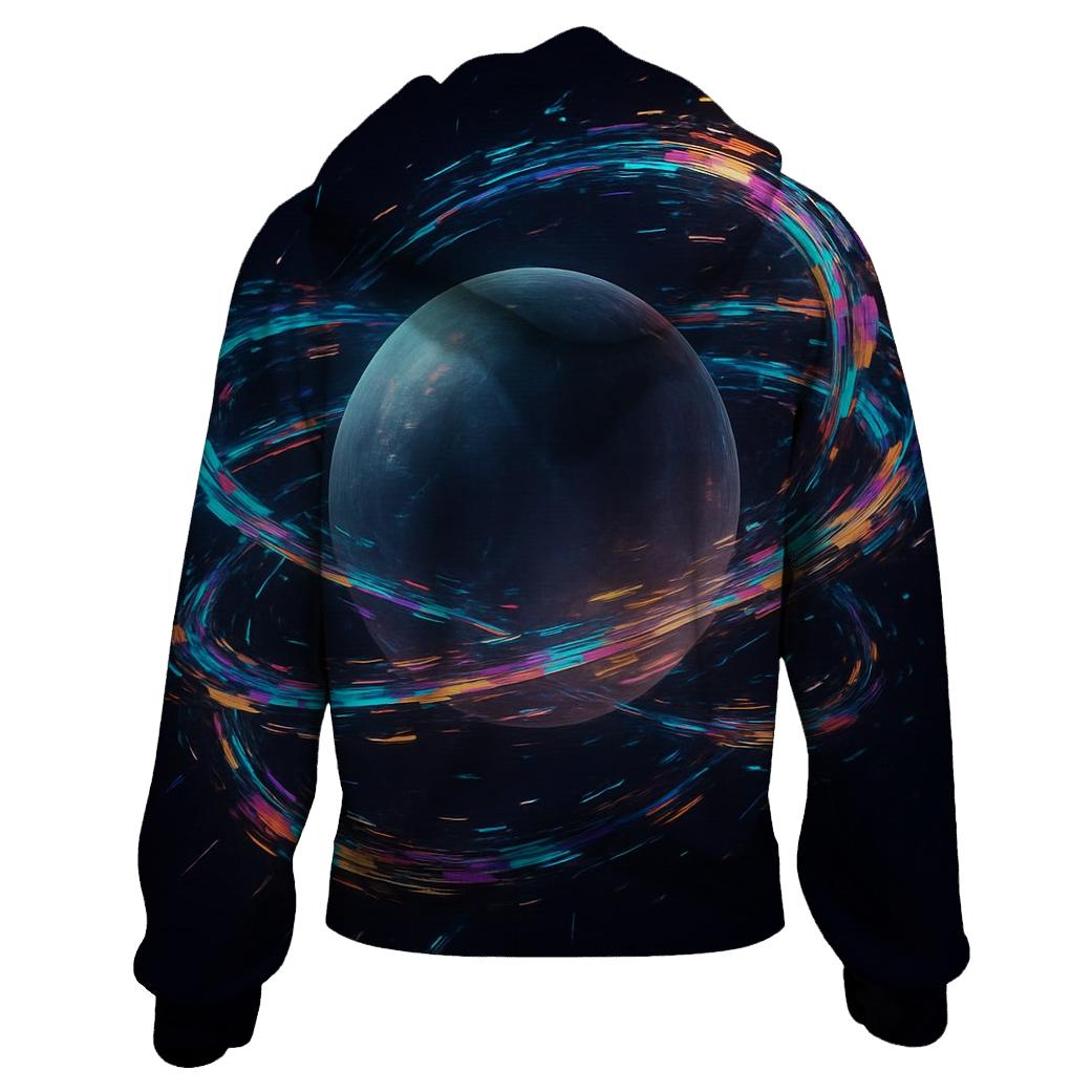Holographic Planetary Rings premium hoodies