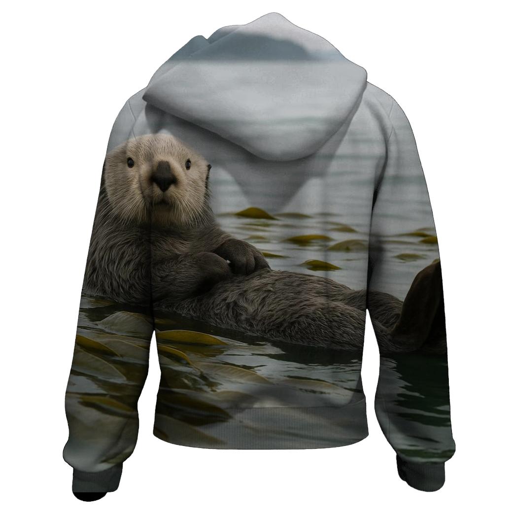 Sea Otter Resting In Calm Kelp Raft heavyweight hoodies