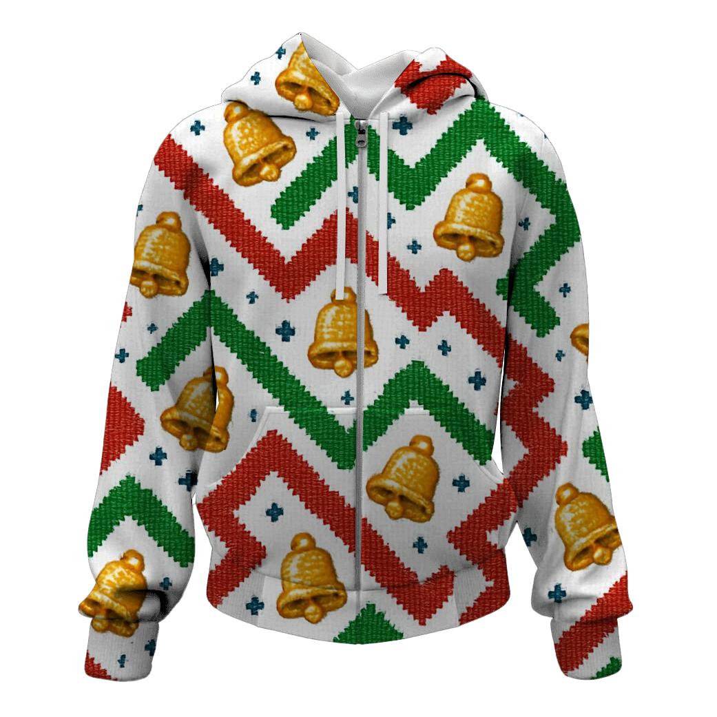 Jingle Bell Zigzag Tracks Design embroidered hoodies