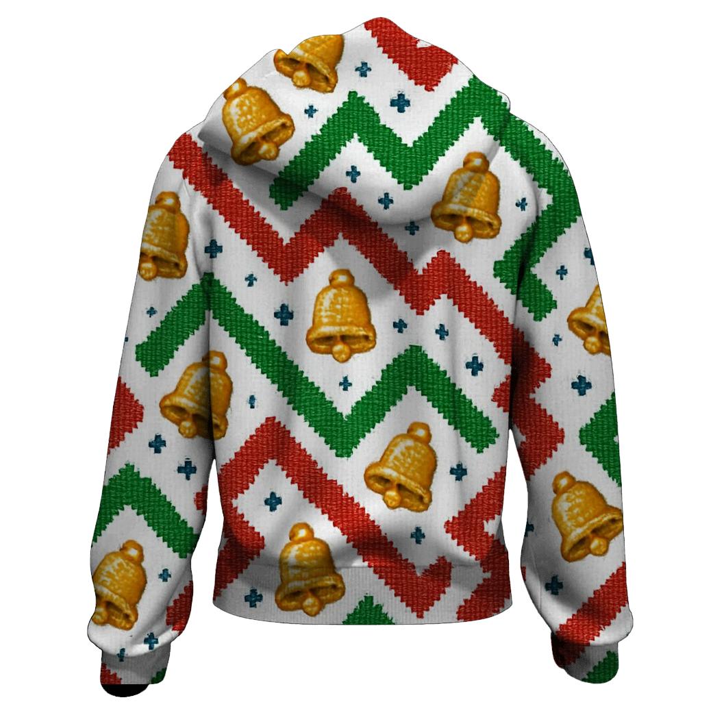 Jingle Bell Zigzag Tracks Design embroidered hoodies