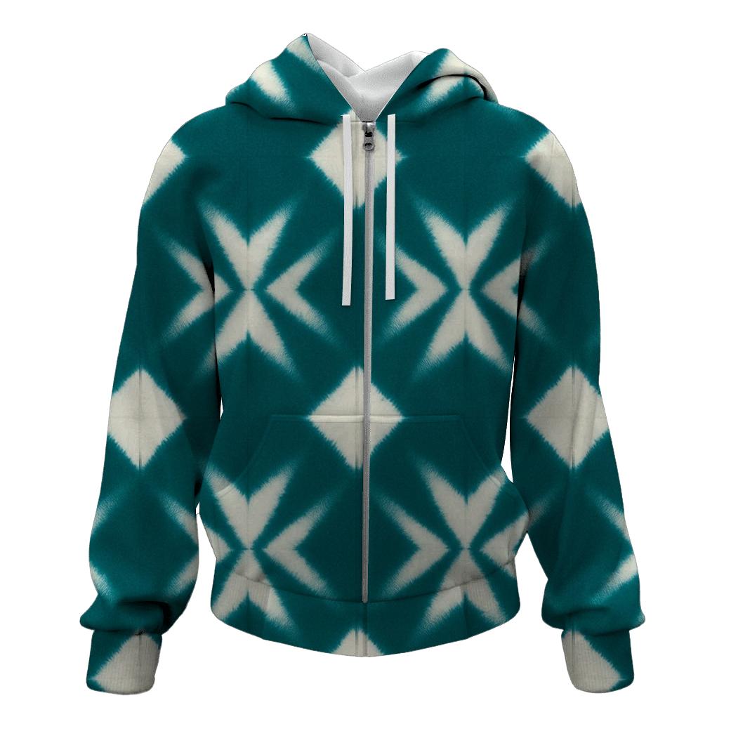 Teal Itajime Diamond Grid custom hoodies