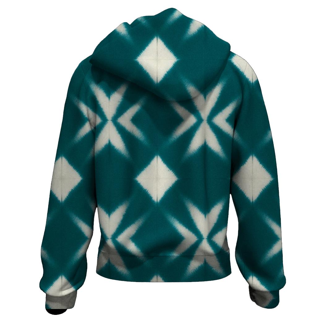 Teal Itajime Diamond Grid custom hoodies