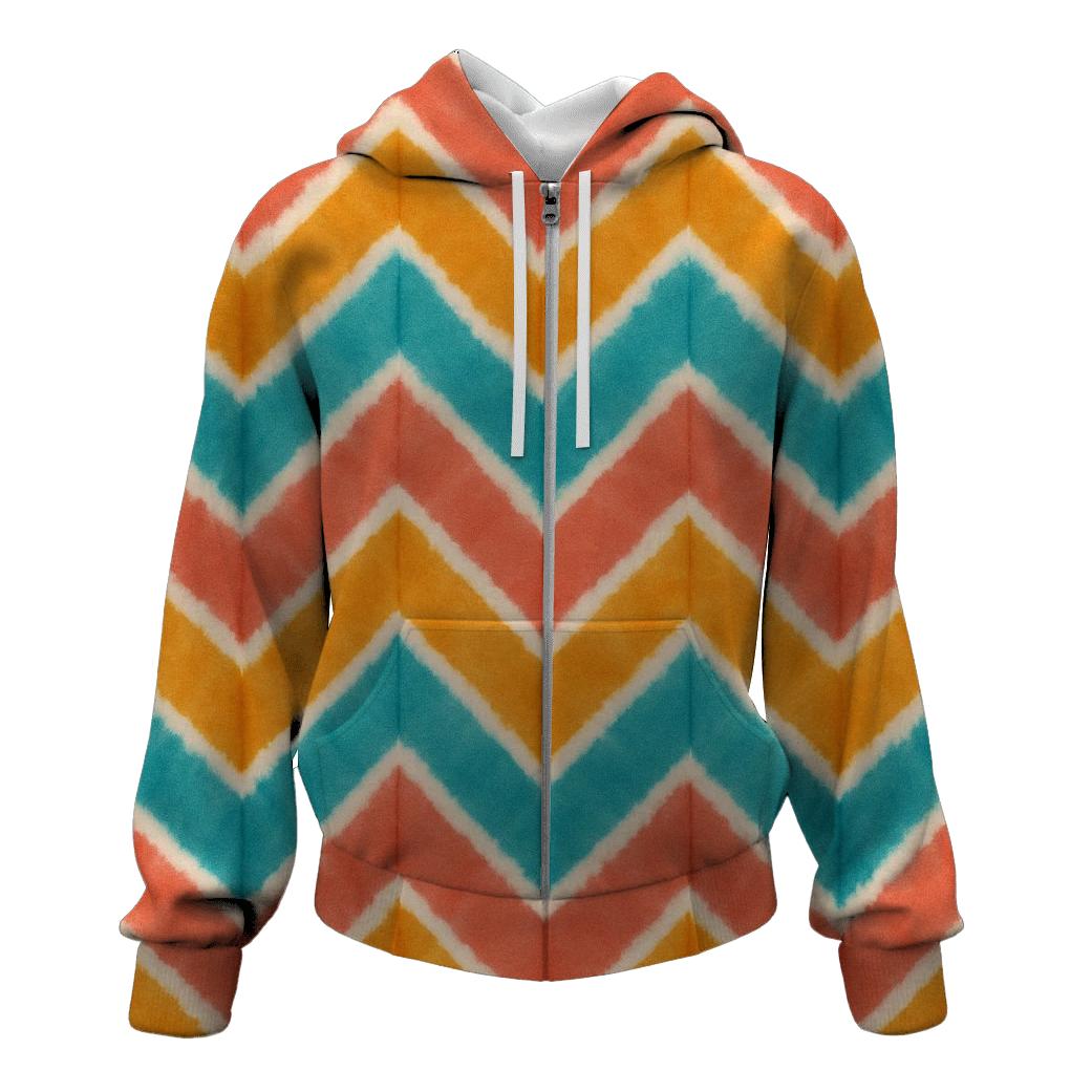 Coral Chevron Accordion Waves designer hoodies