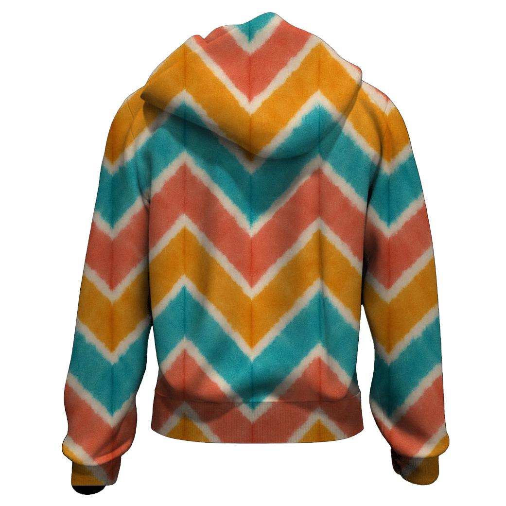 Coral Chevron Accordion Waves designer hoodies