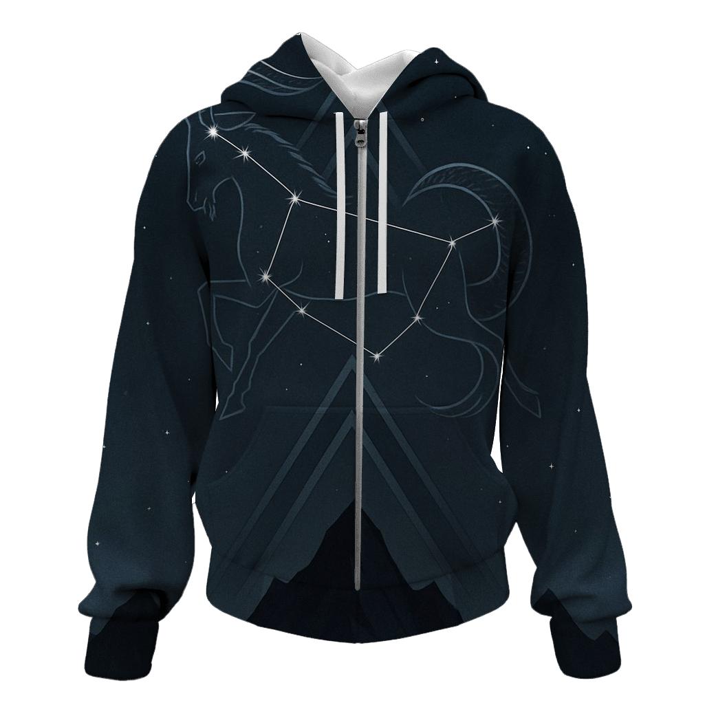 Capricorn Mountain Gate Star Chart heavyweight hoodies