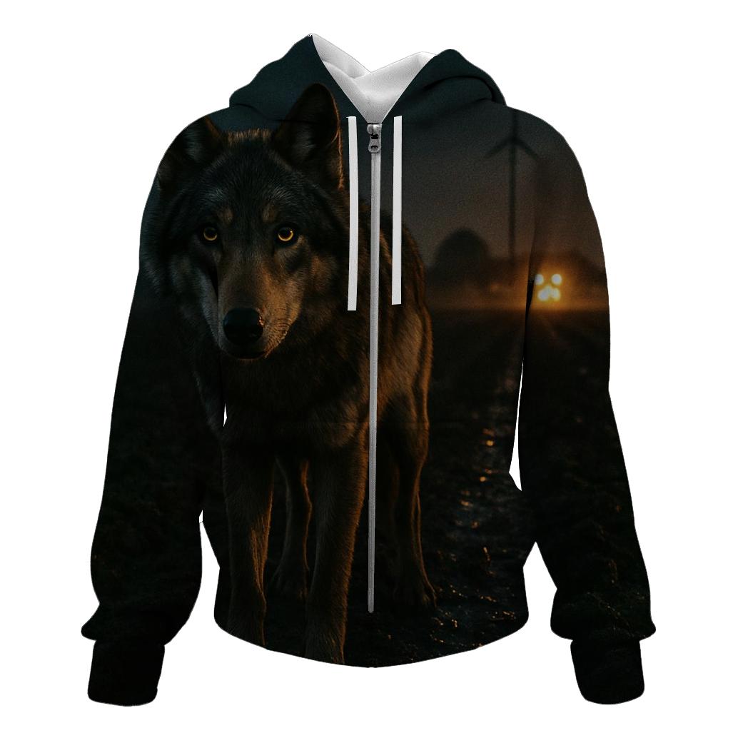 Farm Edge Wolf In Headlights Glow hoodie designs