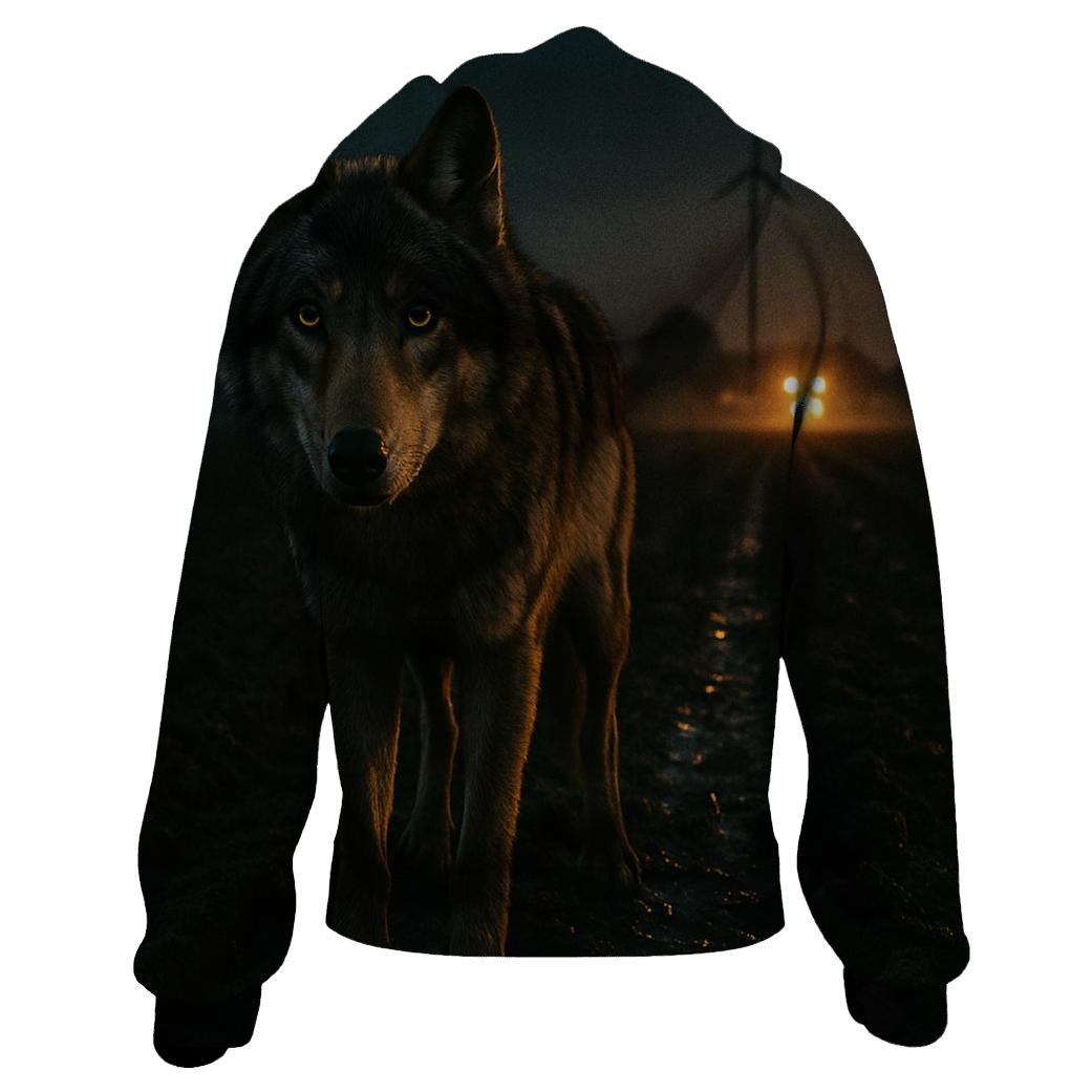 Farm Edge Wolf In Headlights Glow hoodie designs