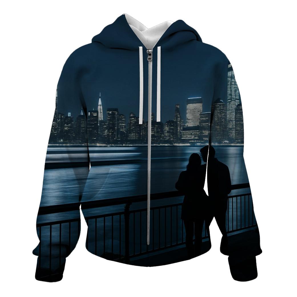 Nighttime Reflections From Hoboken Waterfront graphic hoodies