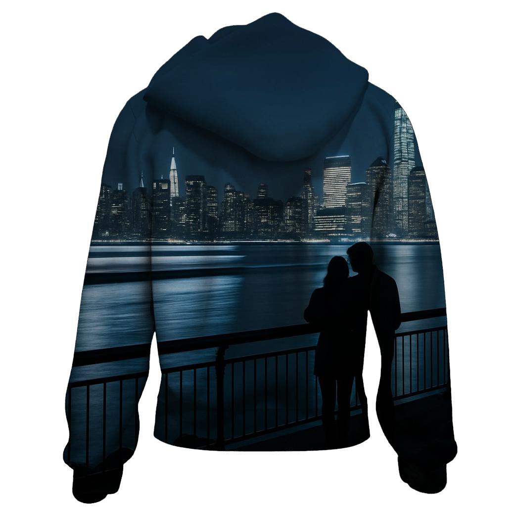 Nighttime Reflections From Hoboken Waterfront graphic hoodies