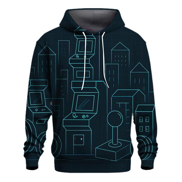 Arcade Skyline Blueprint embroidered hoodies