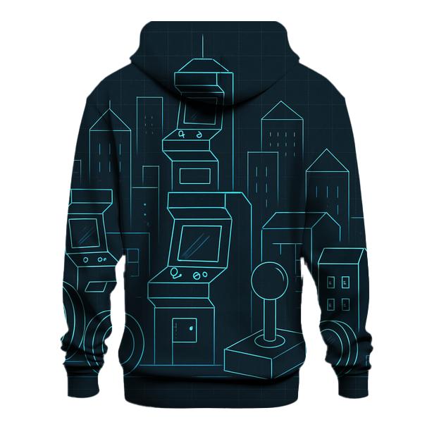 Arcade Skyline Blueprint embroidered hoodies