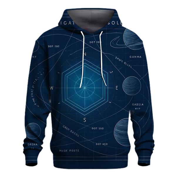 Celestial Blueprint Navigator printed hoodies