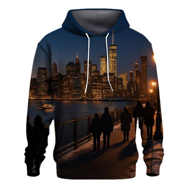 Winter Twilight Skyline From Brooklyn Promenade hoodie designs