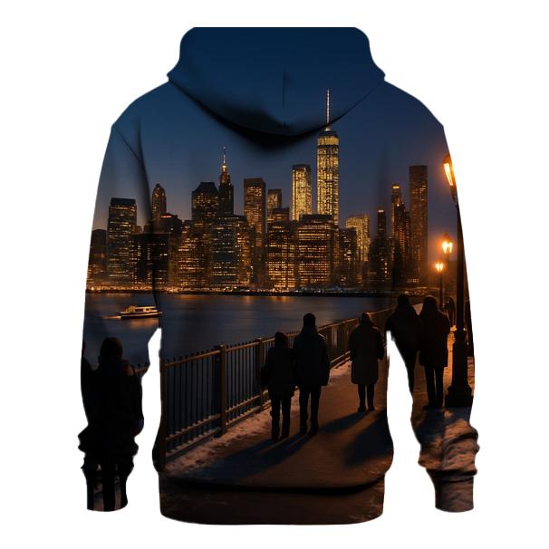 Winter Twilight Skyline From Brooklyn Promenade hoodie designs