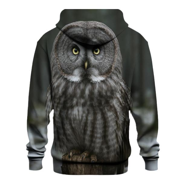 Great Gray Owl On Boreal Snag heavyweight hoodies